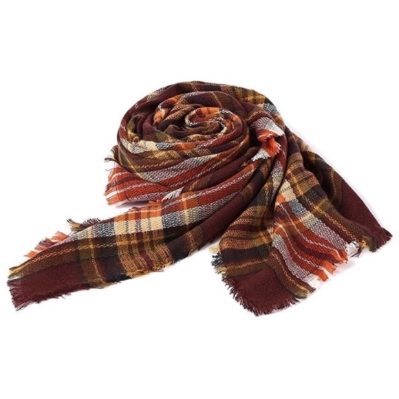 🍁 Autumn Leaves Ultra Plush Plaid Blanket Scarf - Picture 4 of 6